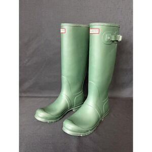 Hunter Rain Boots Womens Size 10 Green Original Tall Rubber Matte Wellington